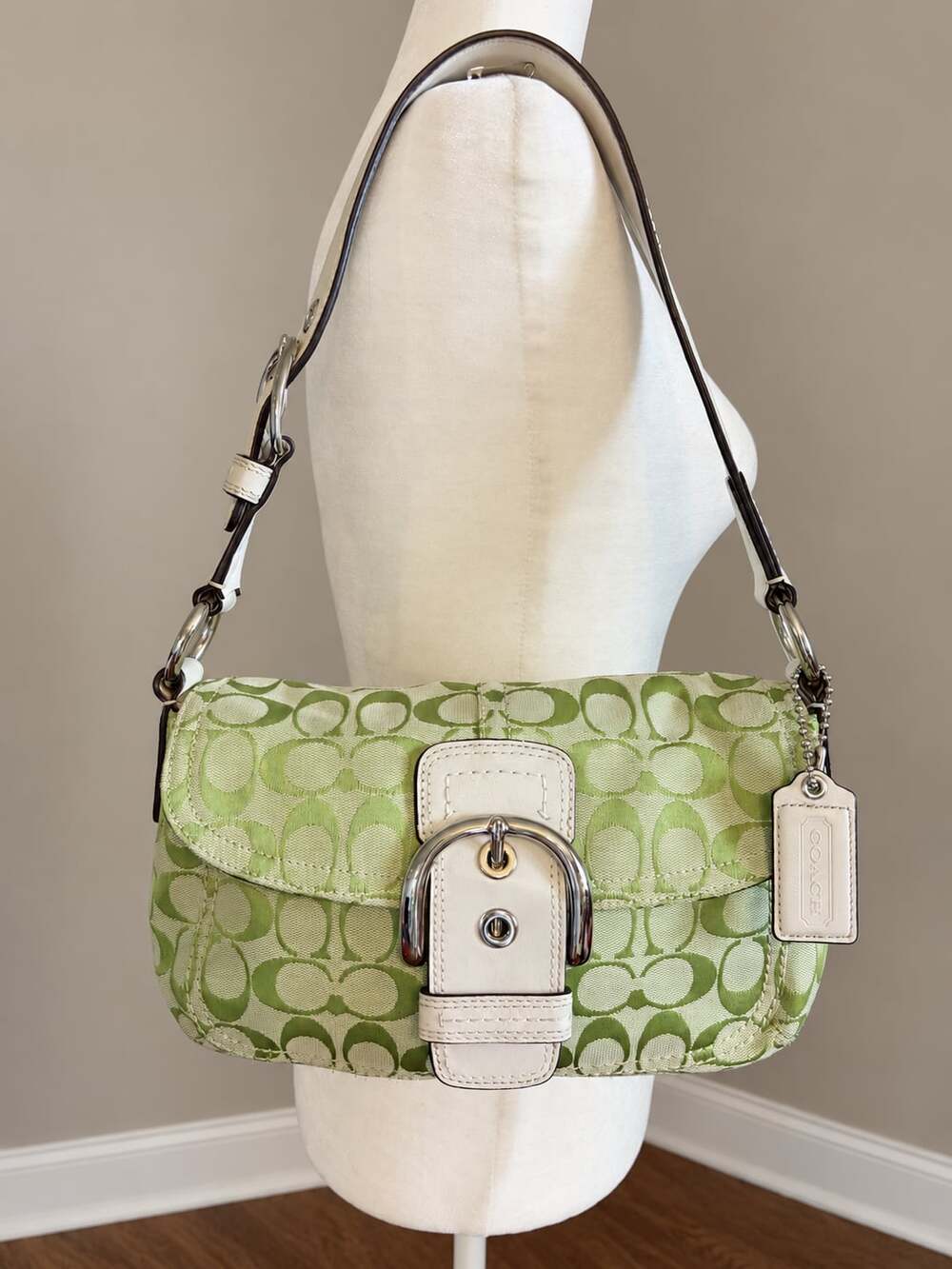 Rare lime green Coach Soho Small Green Signature Logo Hobo Handbag